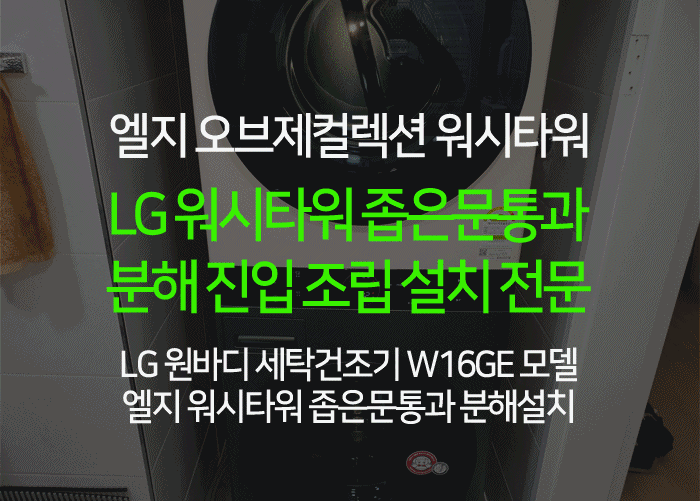 엘지(LG) W16GE 모델 오브제 컬렉션 워시타워 좁은문 통과 분해설치